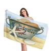 happy summer beach digital-printed polyester Superfine fiber double-sided fleece Beach vacation bath towel, beach towel