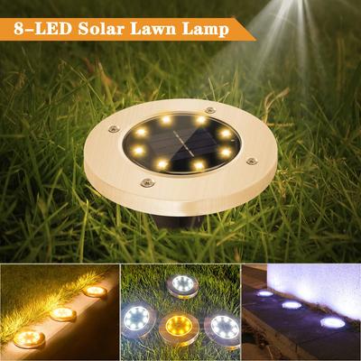 1-4Pcs Solar Power Disk Light Outdoor Garden Solar Underground Light Deck Light Spotlight Buried Solar 8LED Lamp Garden Decor