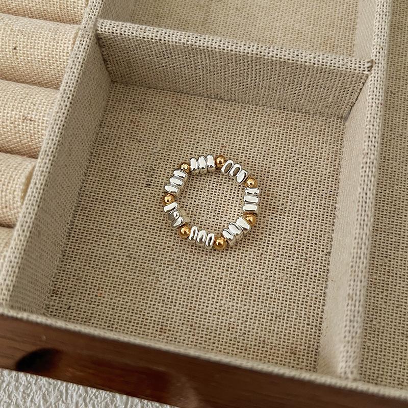 Pearl Beaded Ring Women's Elastic Rope Literary Stacking Index Finger Ring High-end Handmade Ring Jewelry