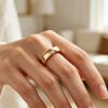 1Pc Geometric Lines Elegant Jewelry Gold Finger Rings Party Women's Light Luxury Copper Zirconite Ring