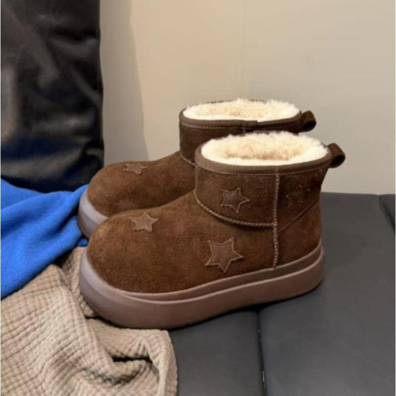 

Winter new platform matte star fleece fashion snow boots women s boots 40 темно-коричневого