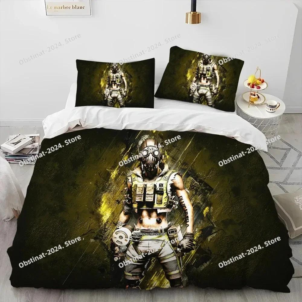 A-Apex Legends Game Gamer Cartoon Bedding Set Printed Bed Set With Pillowcase Bed Duvet Cover Soft Single Double Queen King Size