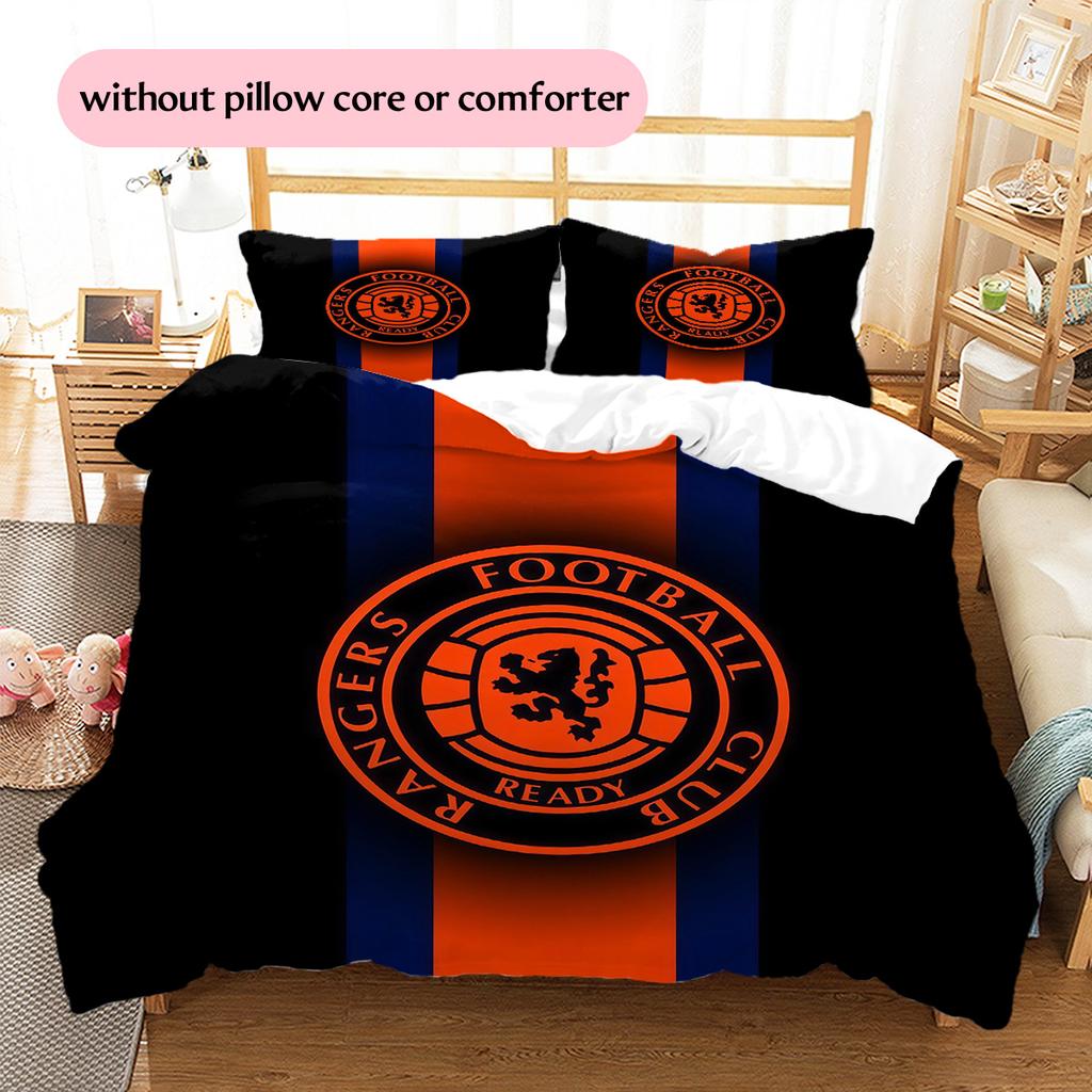 Rangers FC2 Pattern Bedding Quilt Set Home Decoration Gift (1 * duvet cover + 2 * pillowcase without core)
