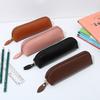 PU Leather Pencil Case Zipper Simple Korean Style Study Supplies