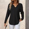 Women's Loose And Comfortable Solid Color Casual Fashion Long Sleeved V-neck Pocket Top