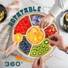 With Handle Six Division Rotating Fruit Tray Sealed Moisture-Proof Dry Fruit Tray Portable Modern Home Round Snack Box With Lid