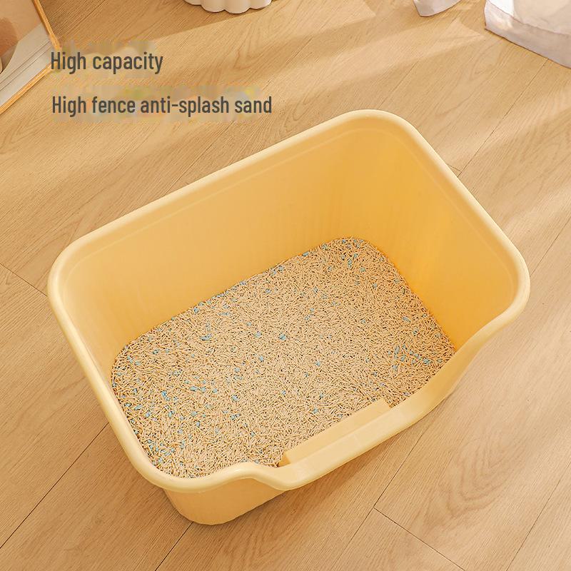 Extra-Large Splash-Proof Open Cat Litter Box for Kittens and Fat Cats