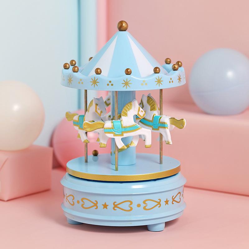 Wind-Up Plastic Carousel Music Box - Valentine's Day & Birthday Gift for Girlfriend or Kids