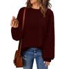Women's Fashion Round Neck Pullover Sweater Casual Versatile Solid Color Knit Top