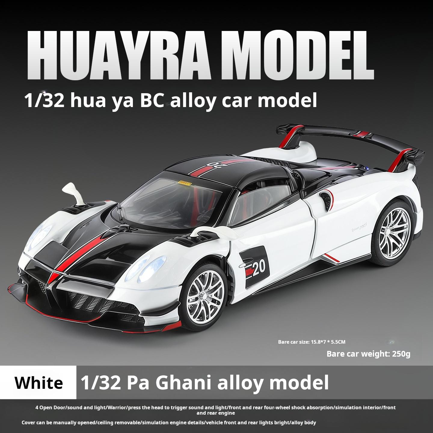 

Official authorized 1:32 Pagani Huayra Supercar Premium Model Toy car Lights & sounds Pull back toy car boys Gift collectibles белый