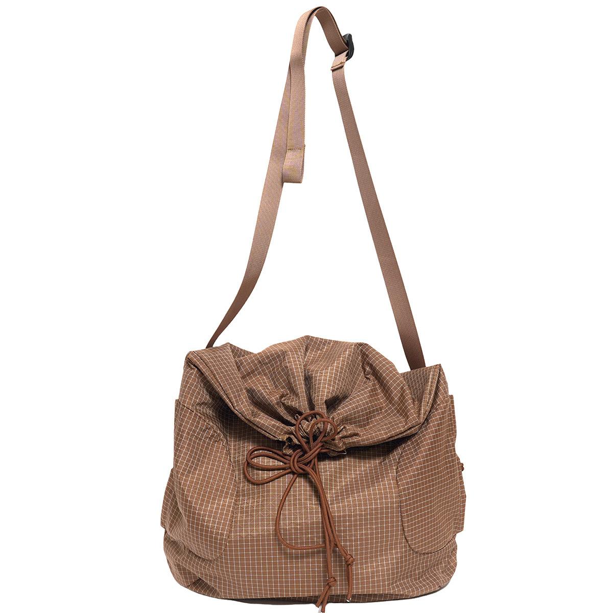 

Casual Lazy Wind Crossbody Bag Men S Large Capacity Drawstring Bundle Mailer Bag Commuter Versatile Shoulder Bag Women коричневый