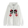 Cross-border new product spot skull wings hooded zipper sweater women's fleece thickened loose sports cardigan sweater women's