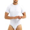 Bodysuit Pajamas Bodybuilding Short Sleeve Solid Color Crew Neck Men One Piece Underwear Romper for Home