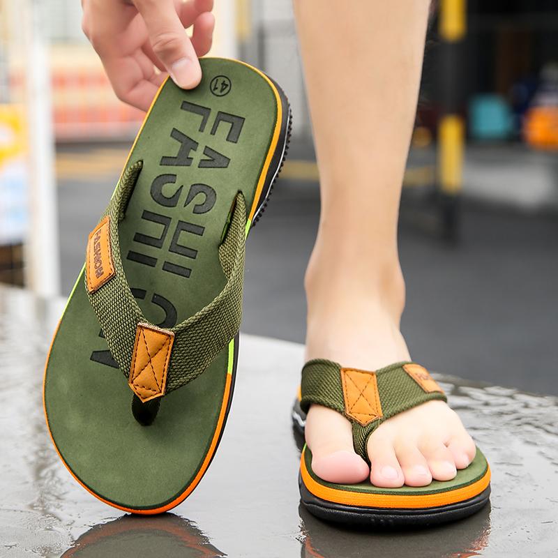 Fashion High Quality Green Men Summer Flip-Flop Non-slip Beach Slippers for Men Outdoor Flip Flops Man Fashion Slides Chinelo Masculino