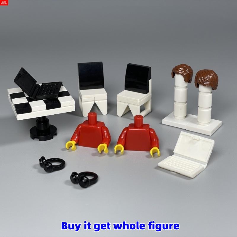 Carnet Briques MOC Tasse à Café Scène de Bureau Figurine 4cm Casque Accessoires Musicaux Blocs de Construction Éducatifs DIY Jouets pour Amis