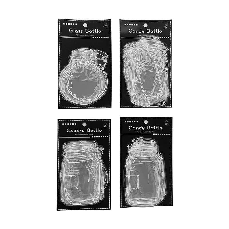 1pack/30Pcs Ins Style Transparent Glass Bottle Stickers, DIY Handmade Album Scrapbooking Decorative Supplies