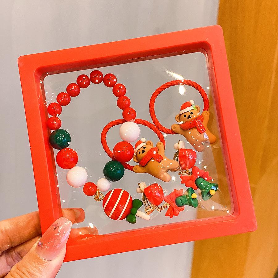 Children's Holiday Jewelry Set: Reindeer Bracelet, Ear Clip, & Ring - Perfect Christmas Gift