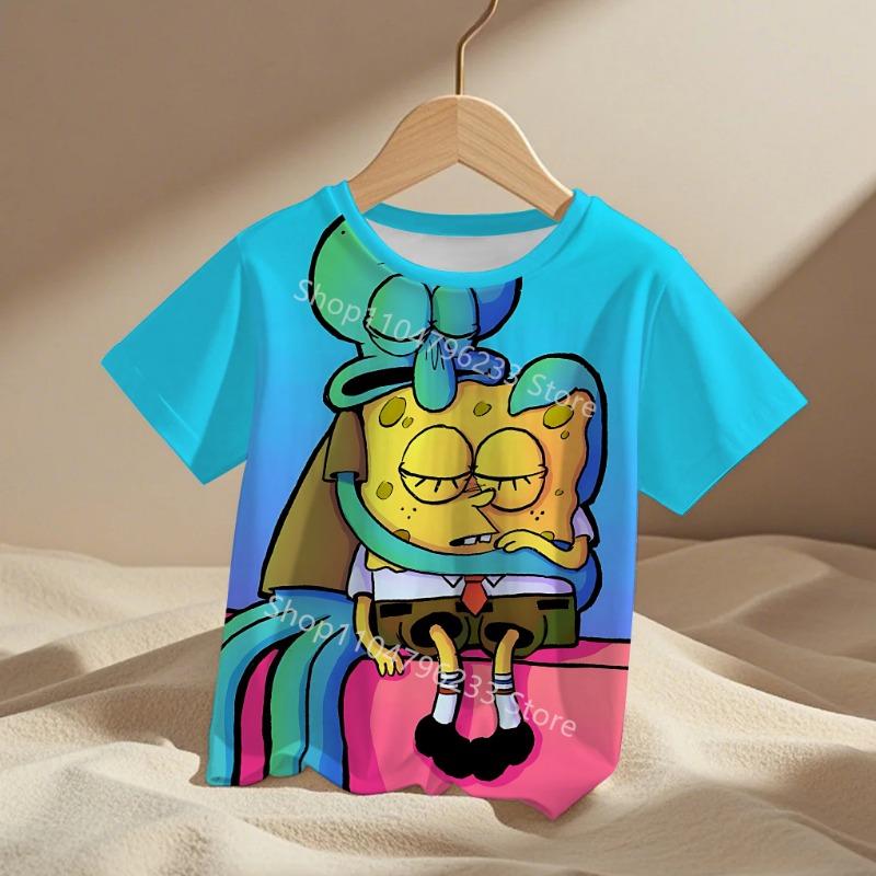 Cute Cartoon Spongebobs Baby Clothing Outdoor Clothes Boy Girl Child Women's Tshirts Children Adult Parent Child T Shirts
