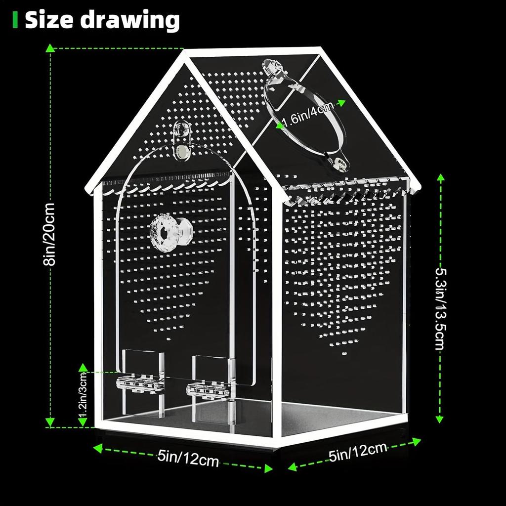 Spider Terrarium Escape-Proof Acrylic Habitat Isolation Tank Jumping Spider Terrarium for Small Pets Reptiles Animals Home