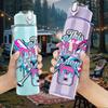 1PC Colorful Baseball Bat Baller Text 750ml Color Plastic Water Bottle Leakproof Flip Straw Lid For Sports Office Home Use