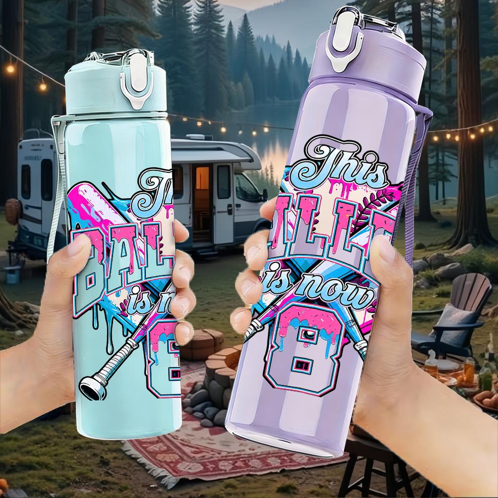 1PC Colorful Baseball Bat Baller Text 750ml Color Plastic Water Bottle Leakproof Flip Straw Lid For Sports Office Home Use