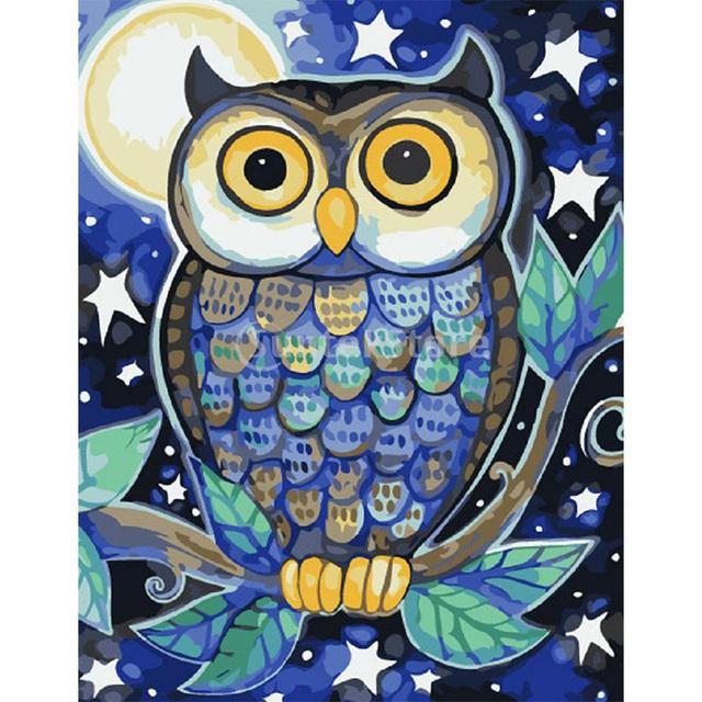 5D DIY Diamantmålning Djuruggla Strassbild Full Rund Diamantbroderi Mosaik Handgjord heminredningspresent