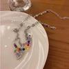 Colorful Beaded Heart Necklace for Women - Summer Titanium Steel Clavicle Chain, Luxury Hip Hop Accessory
