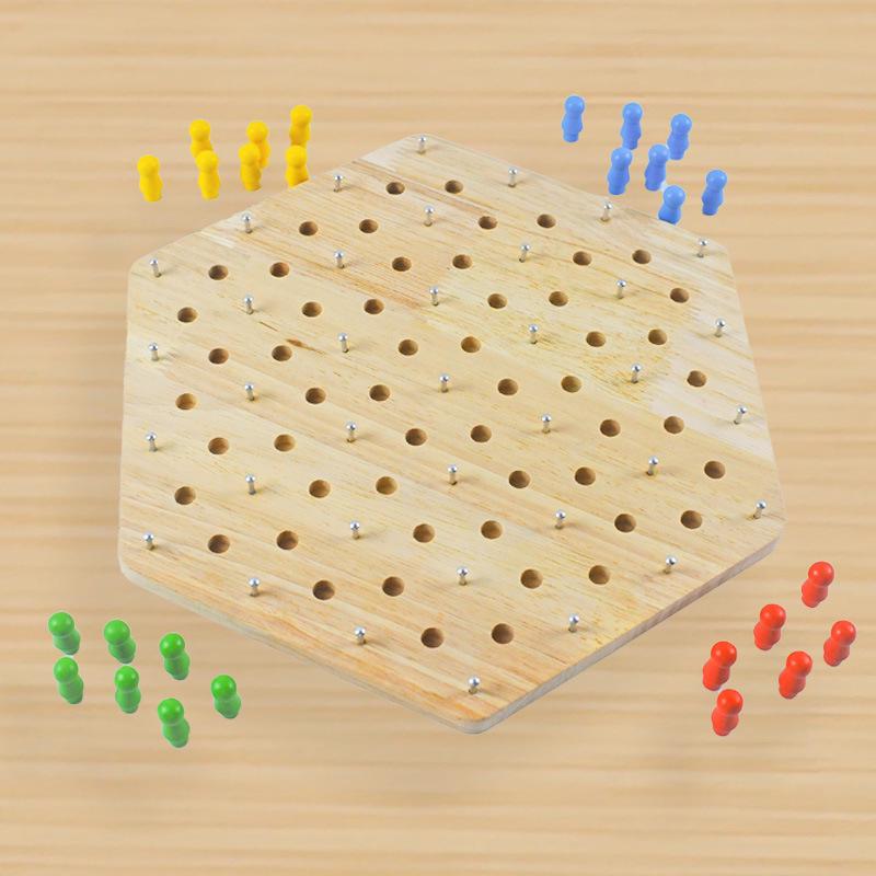 Wooden Triangle Chess Board Game - Parent-Child Interactive Educational Toy
