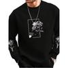 Unisex Men's European Size Floral Print Round Neck Top