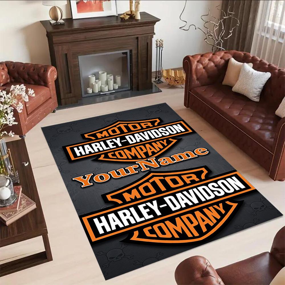 Harley-davidson Motorcycles Customizable Name Carpet Design for Living Rooms Playrooms Bedrooms Outdoor Antislip Carpet Anime Office Decor