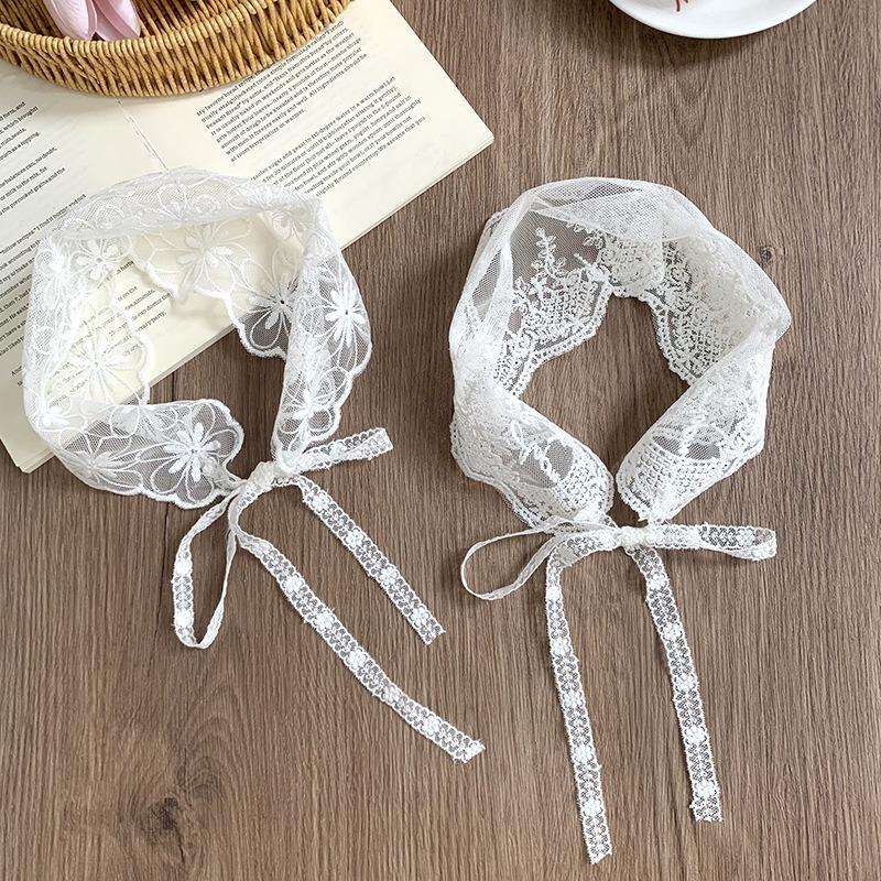 Summer new lace premium silk scarf super fairy flower triangle scarf scarf women's scarf headscarf headband hair band hair tie