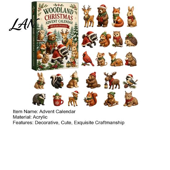 Advent Calendar for Girls 24 Days Christmas Calendar, Forest Animals Countdown Holiday Gift Kids Cute Acrylic Collectible Toys Party Decoration