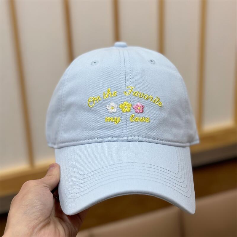 Spring And Summer Cartoon Flower Embroidery Cap Sunscreen Sunshade Soft Top Cute Face Small Baseball Cap Female