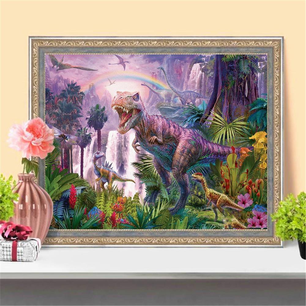 Full Square/round Diamond Painting 5D Dinosaur Diamond Embroidery Cross Stitch Animal Home Decoration