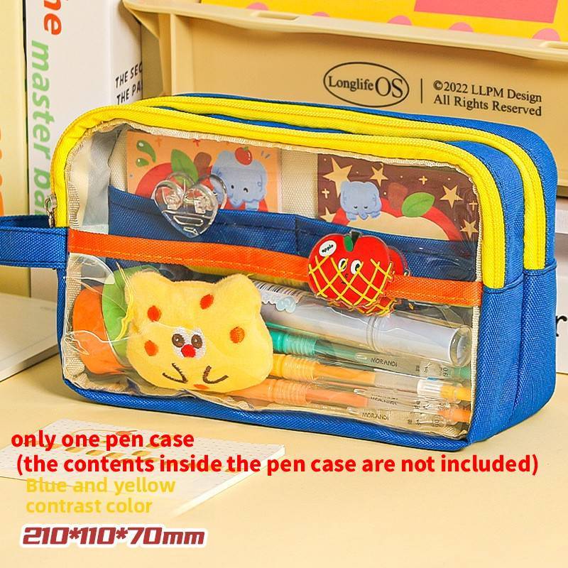 Casual Fabric Pencil Case With Large Capacity For Students And Office Use