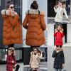 Women Slim Colorful Fur Collar Hooded Coat Jacket Parka Outwear For Ultimate Winter Warmth