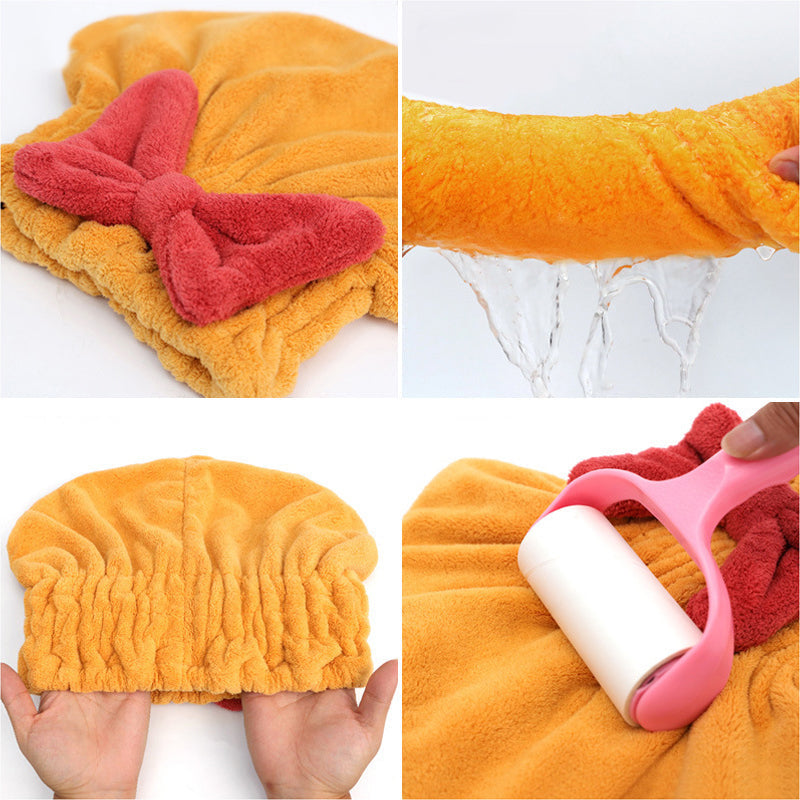 Dry Hair Cap   Cute bow towel shampoo bath cap  Super Absorbent Quick Dry Cap Ladies Dry Towel Bathroom Toiletries
