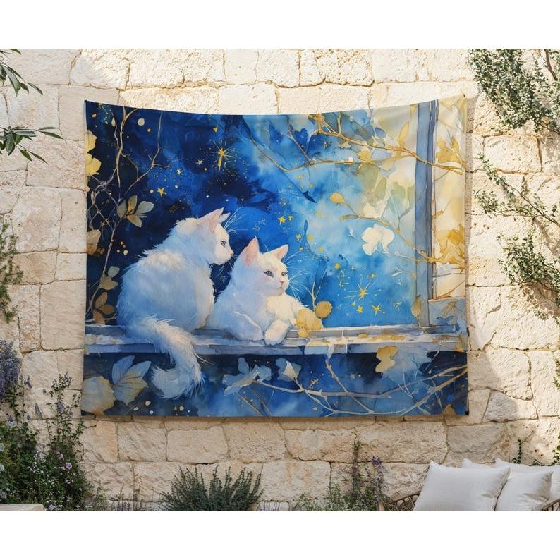 Dreamy Twilight Cat tapestry 75x100 чёрный