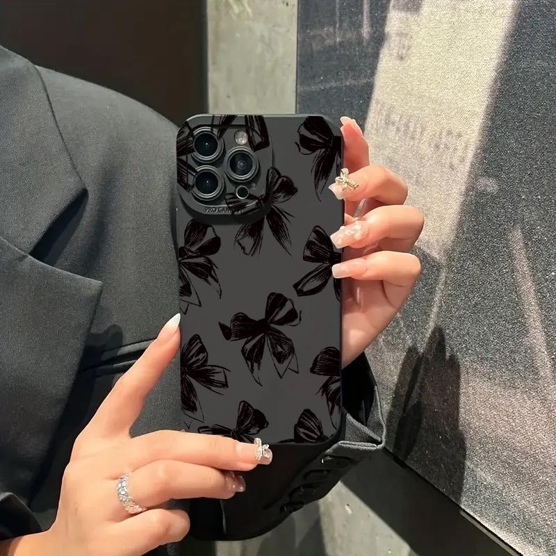 Svart Stor Sløyfe Telefondeksel For Samsung Galaxy S25 S24 S23 S22 S21 Ultra Plus FE A16 A06 A26 A54 A33 A34 Støtsikkert Mykt Deksel