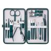 Green Manicure Set With Leather Case Professional Foot And Face Care Tool Kits Stainless Steel Nail Clipper Sets Gift