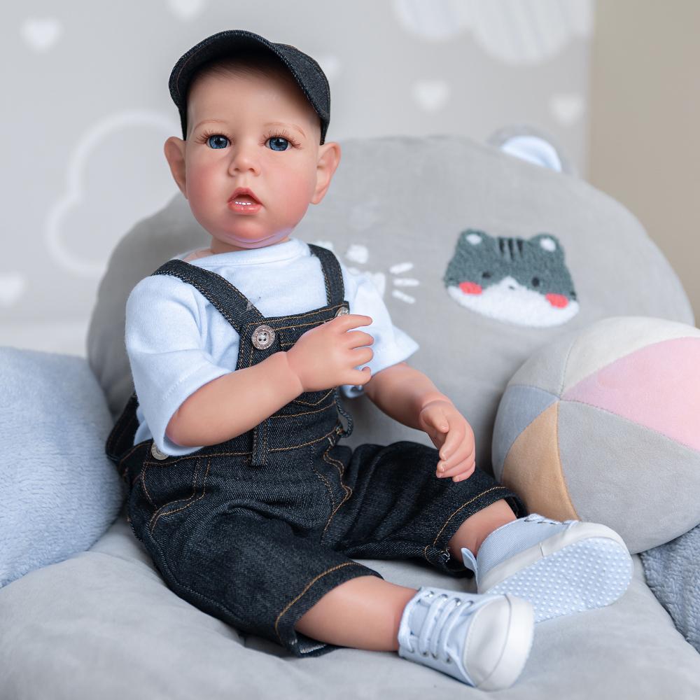 20 Inch Lifelike Reborn Doll Liam Already Finished Simulation Baby Rebirth Doll 50cm Cloth Body Cute Baby Doll Toys for Children's Day Birthday Gift
