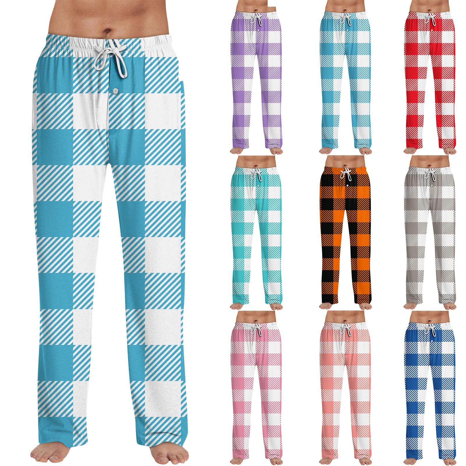 

Men s Solid Color Drawstring Trousers Casual Pajama Pants M червоний