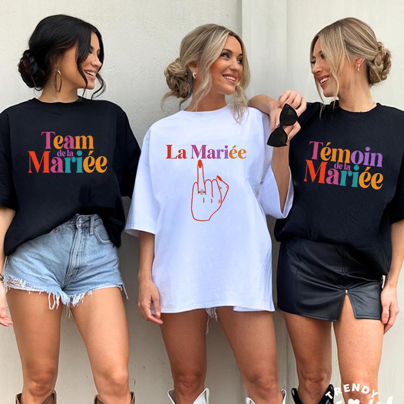 French Girls Single Farewell Tops Future Bride Team Bride Tees Printed Tshirts for EVJF Bridal Shower