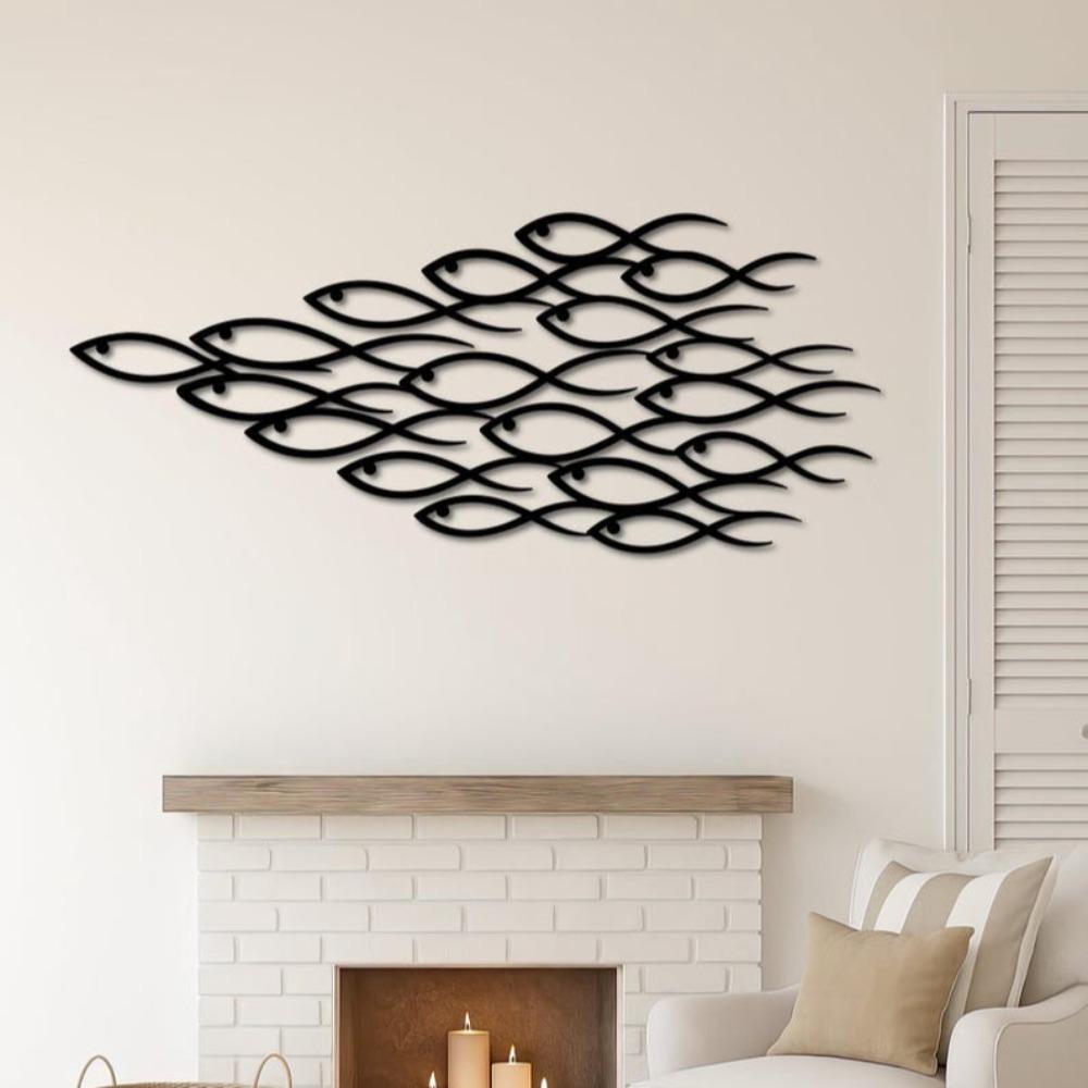 Metal School of Fish Wall Art 3D Abstract Metal Fish Decor for Home Ocean Sea Life Modern Coastal Housewarming Gift