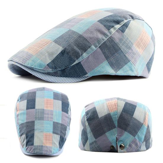 Berretti Newsboy Avanzati Piatto Vintage a Quadri Colori a Contrasto Cappello da Uomo per l'Uso Quotidiano