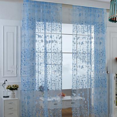 Transparenter Vorhang Innovativ Elegant Durchscheinend Floral Voile Drapierungen für Wohnzimmer Arbeitszimmer Schlafzimmer Himmelblau 100x250cm