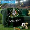 Custom Name Mexico Soccer Emblem Blanket Lightweight Ideal Bedding Blanket Perfect for Travel, Camping, Living Rooms, Sofas, Christmas Gift