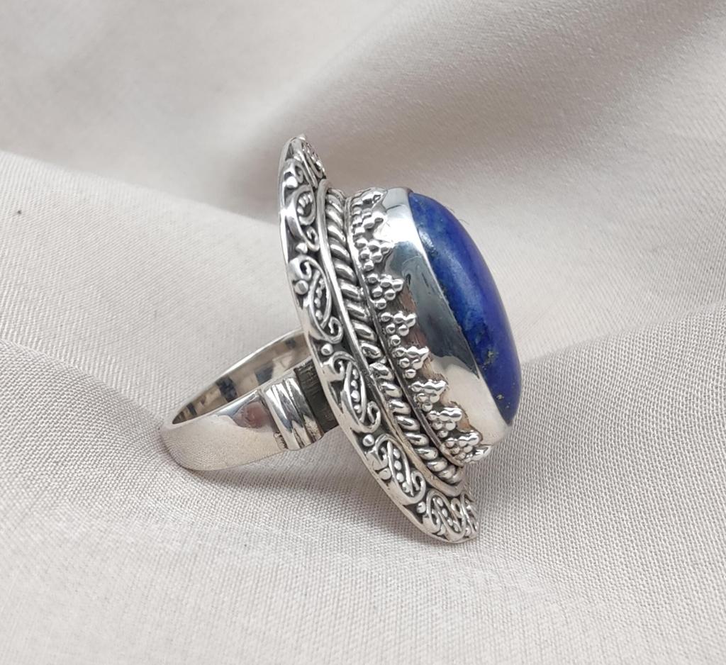 Lapis Lazuli Sterling Silver Ring: Handmade Ethnic Boho Jewelry