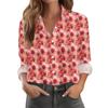 Women's Shirt With Floral Print Buttons, Long Sleeved Casual Regular Shirt Blouses Casual Plus Size Basic Tops
