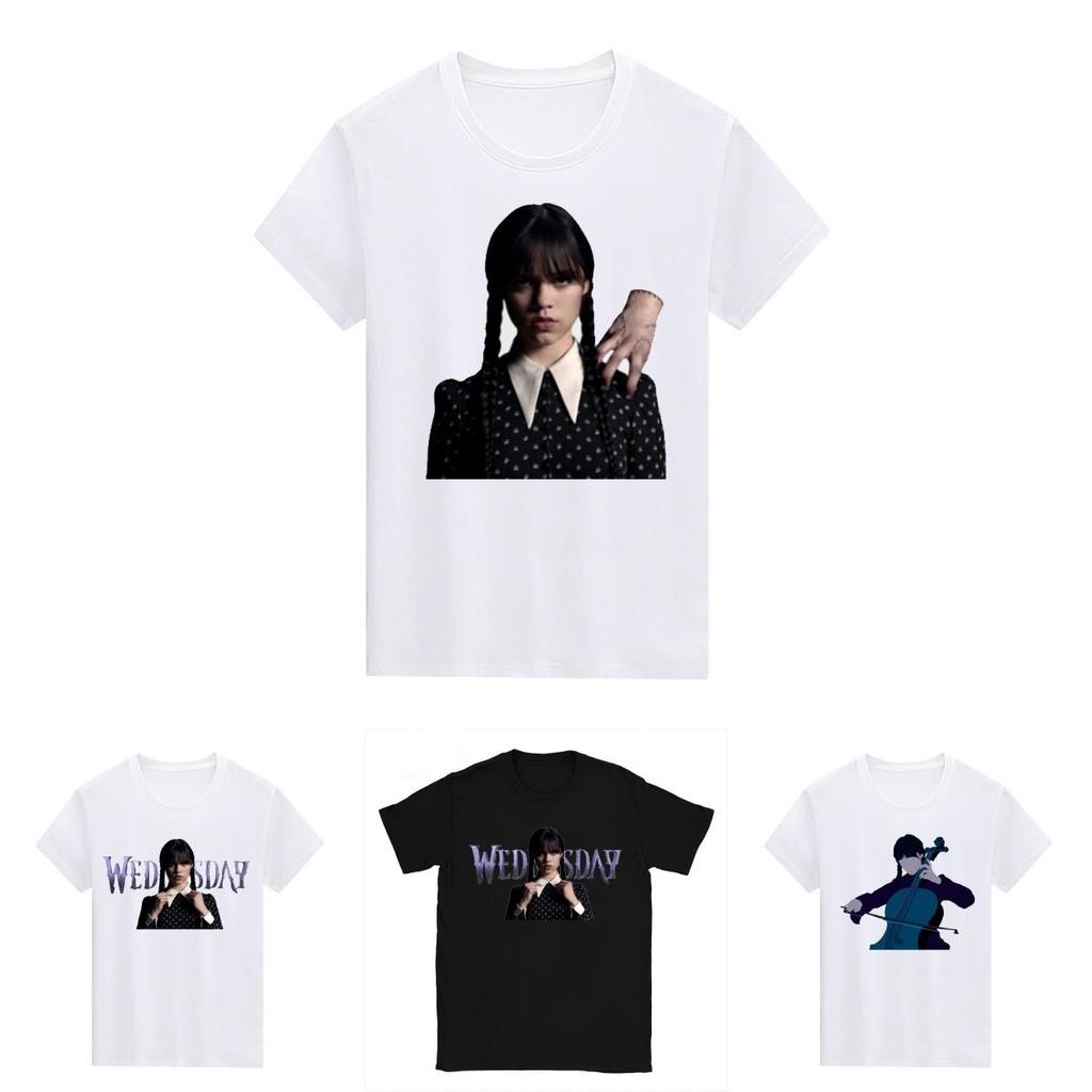 Die Addams Family Wednesday Unisex T-Shirt Top Stilvoll Weich Atmungsaktiv Bequem